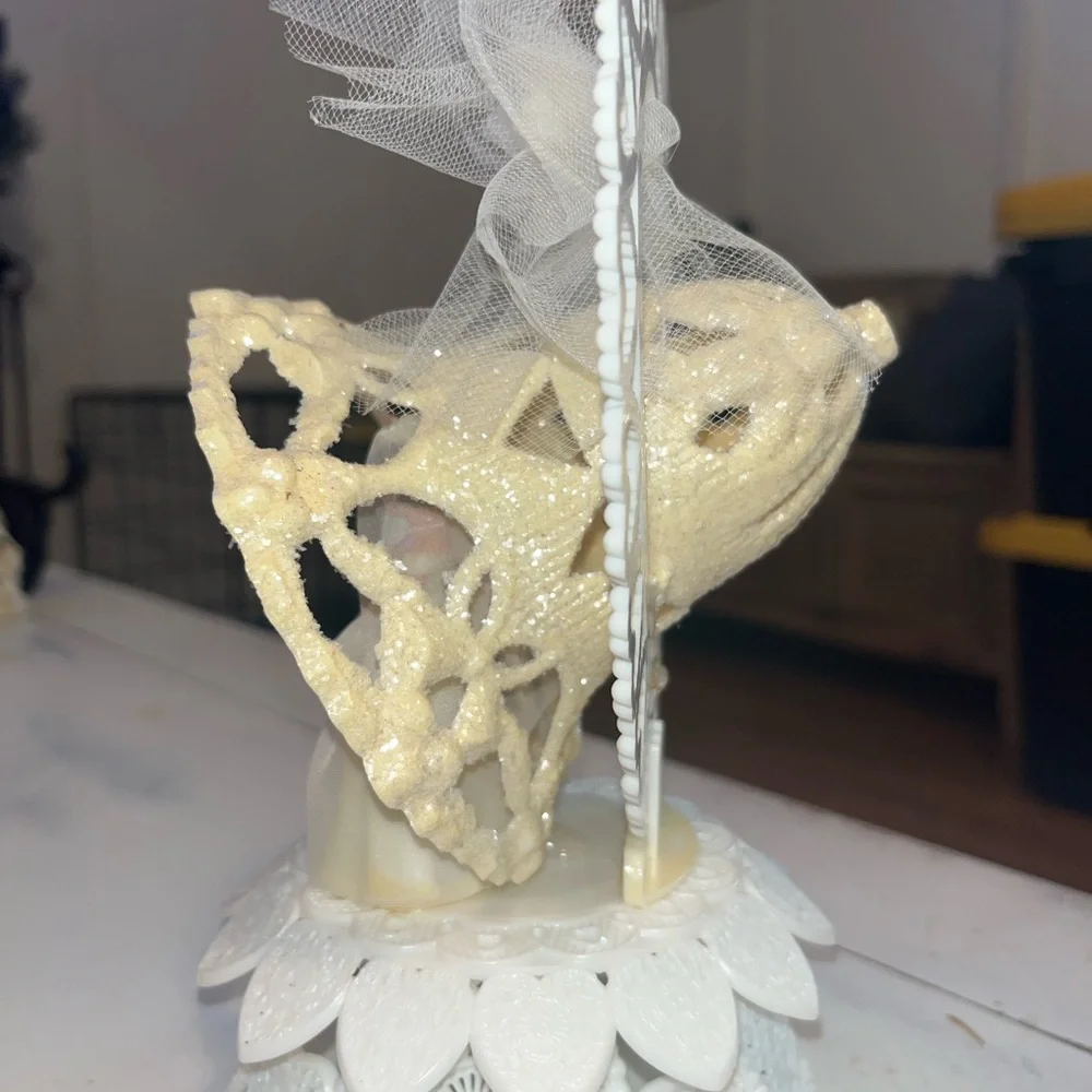 Vintage Elegant Wedding Cake Topper with Bride and Groom